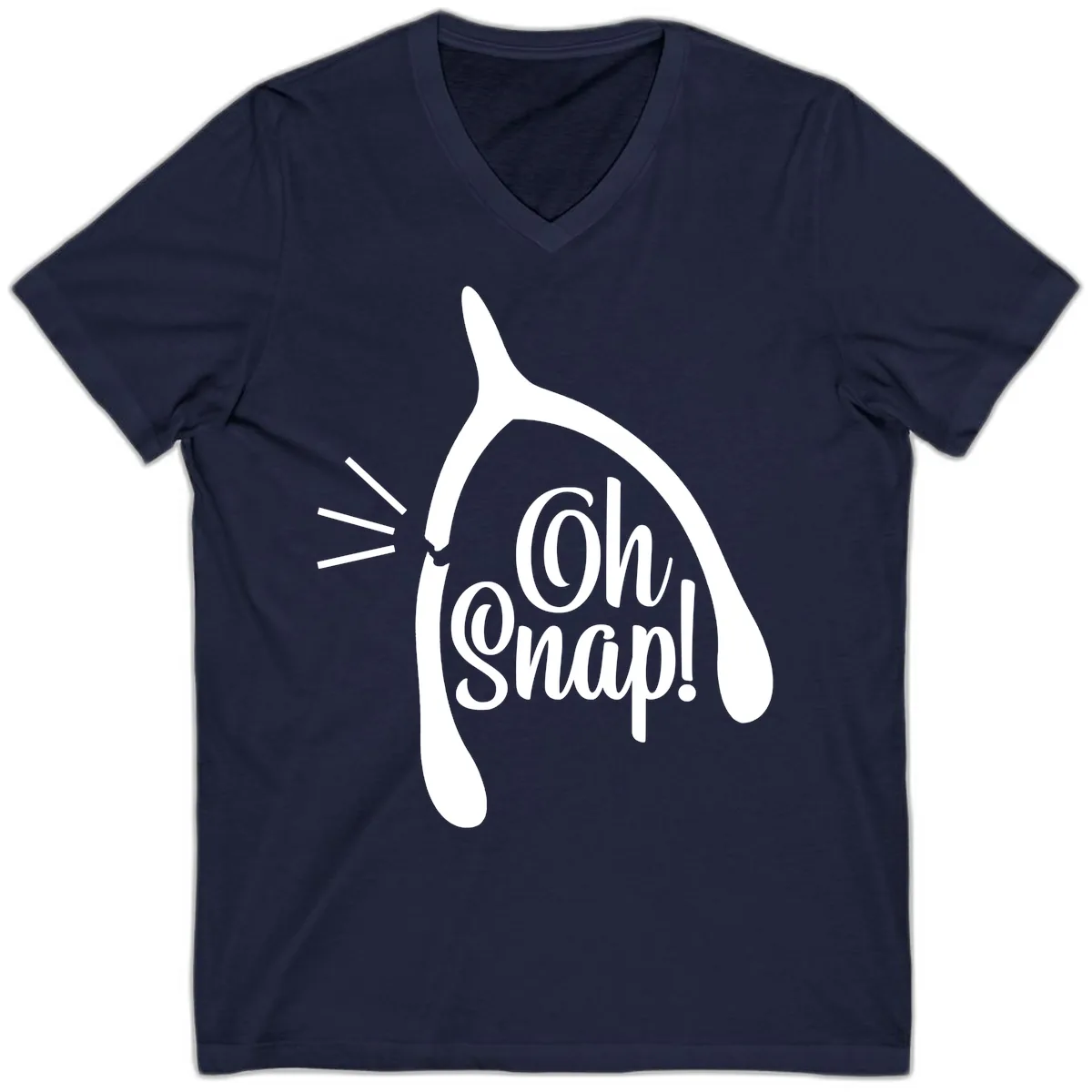 Oh Snap Wishbone Design V-Neck in Navy