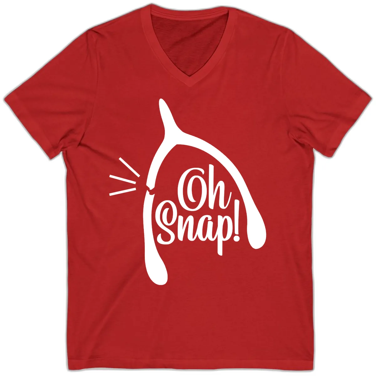 Oh Snap Wishbone Design V-Neck in Red