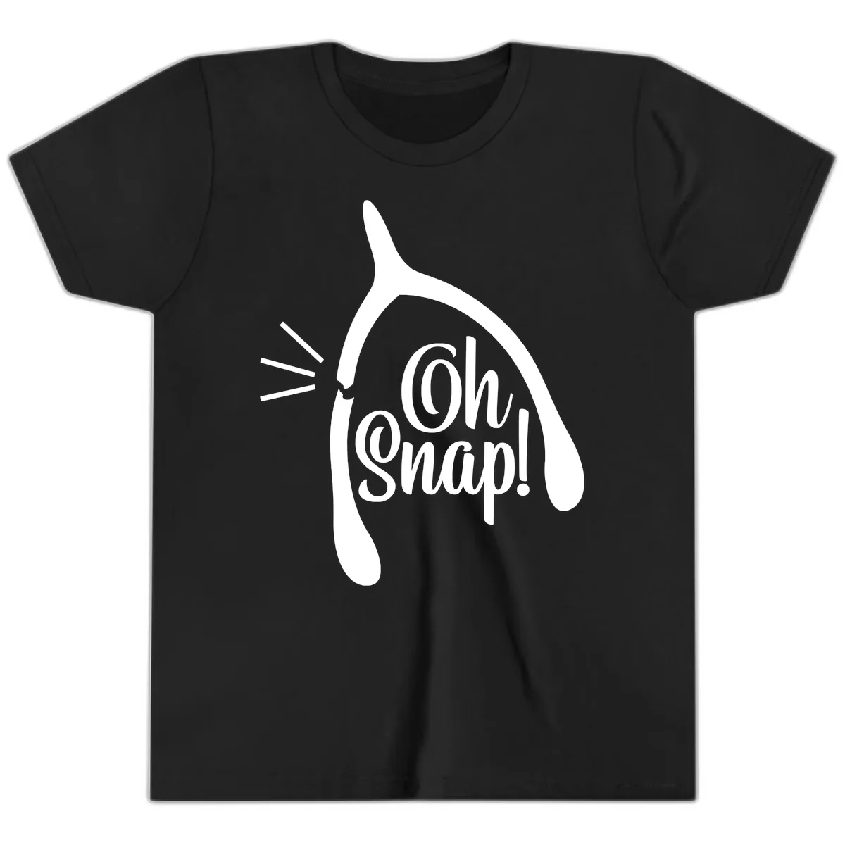 Oh Snap Wishbone Design Youth T-Shirt in Black