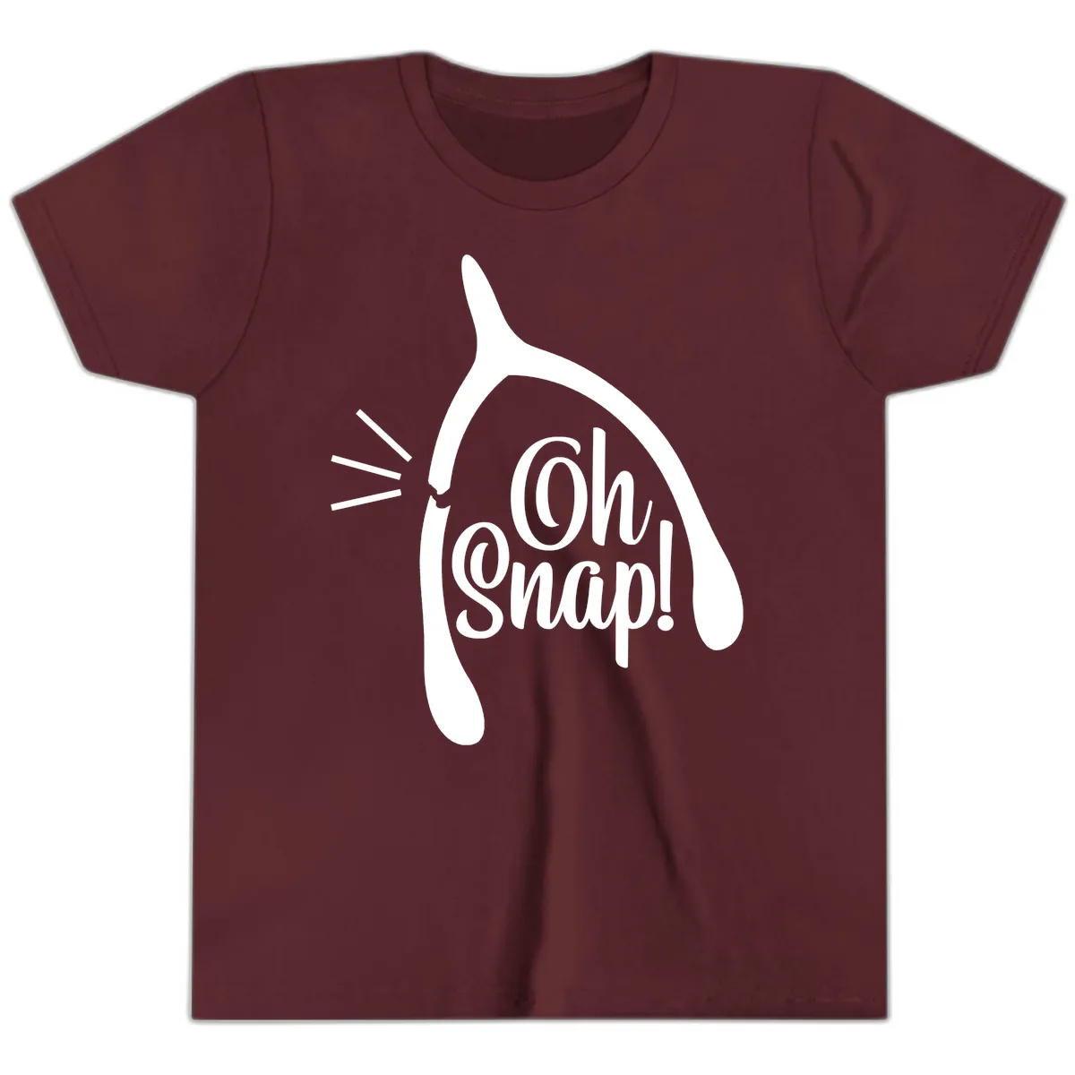 Oh Snap Wishbone Design Youth T-Shirt in Maroon