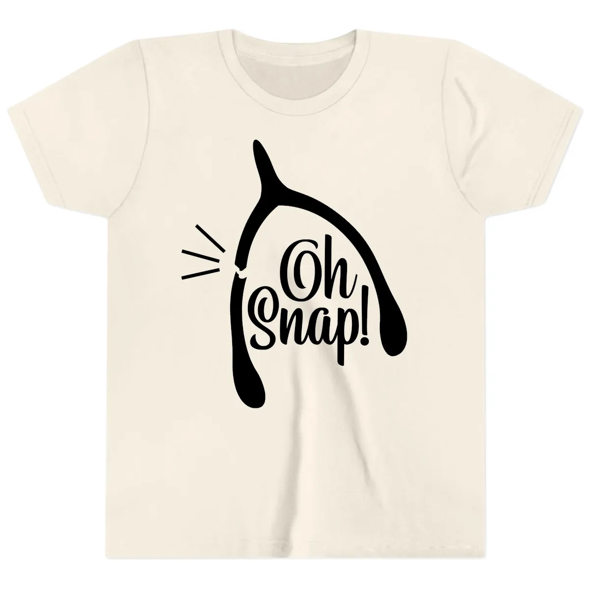 Oh Snap Wishbone Design Youth T-Shirt in Natural