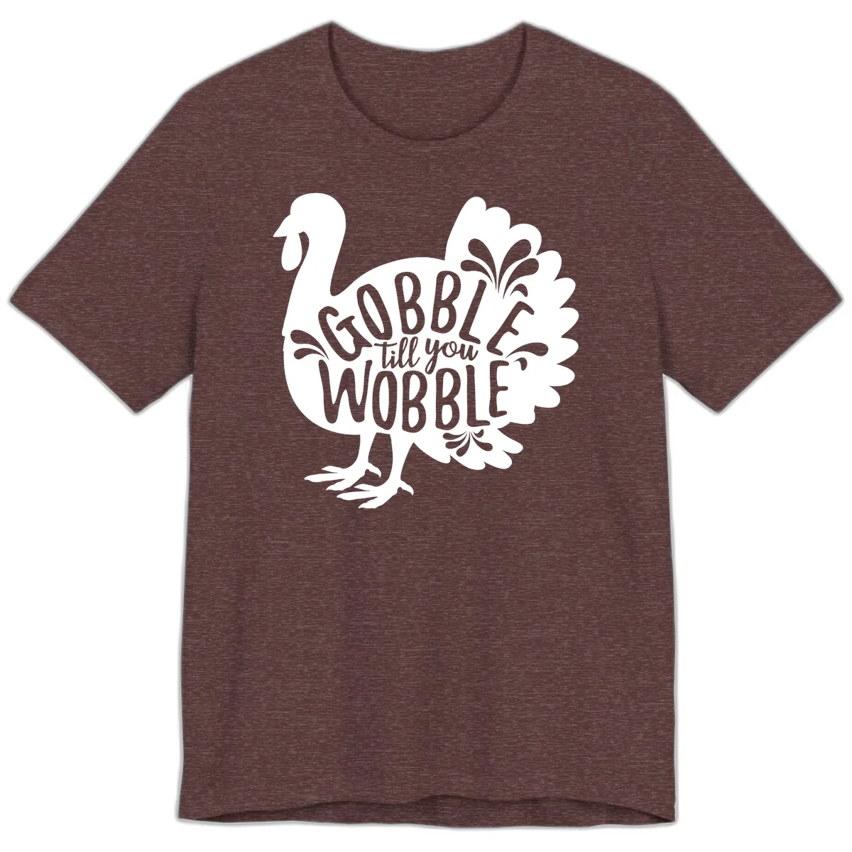 Gobble Till You Wobble Turkey Design Premium T-Shirt in Heather Maroon