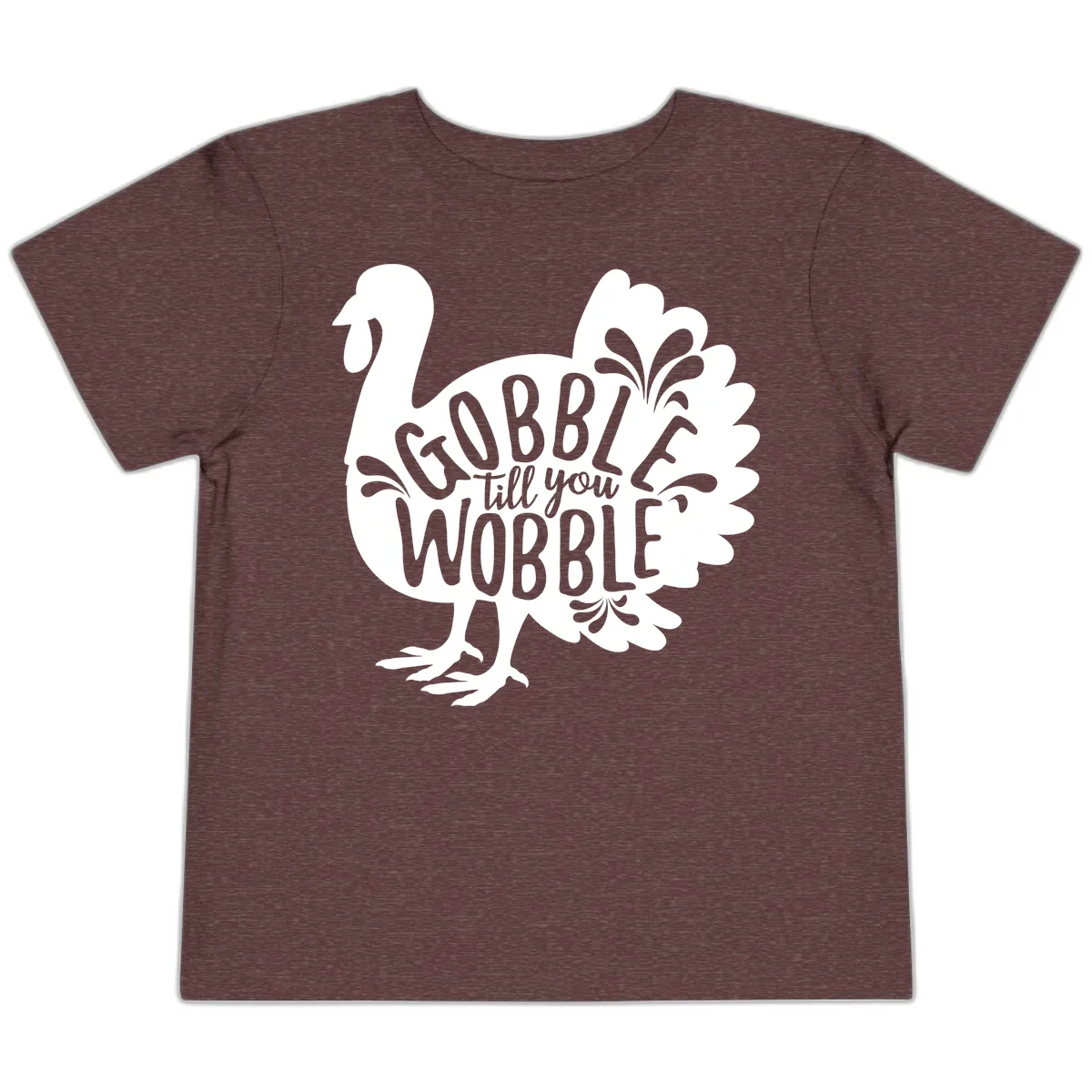 Gobble Till You Wobble Turkey Design Toddler T-Shirt in Heather Maroon