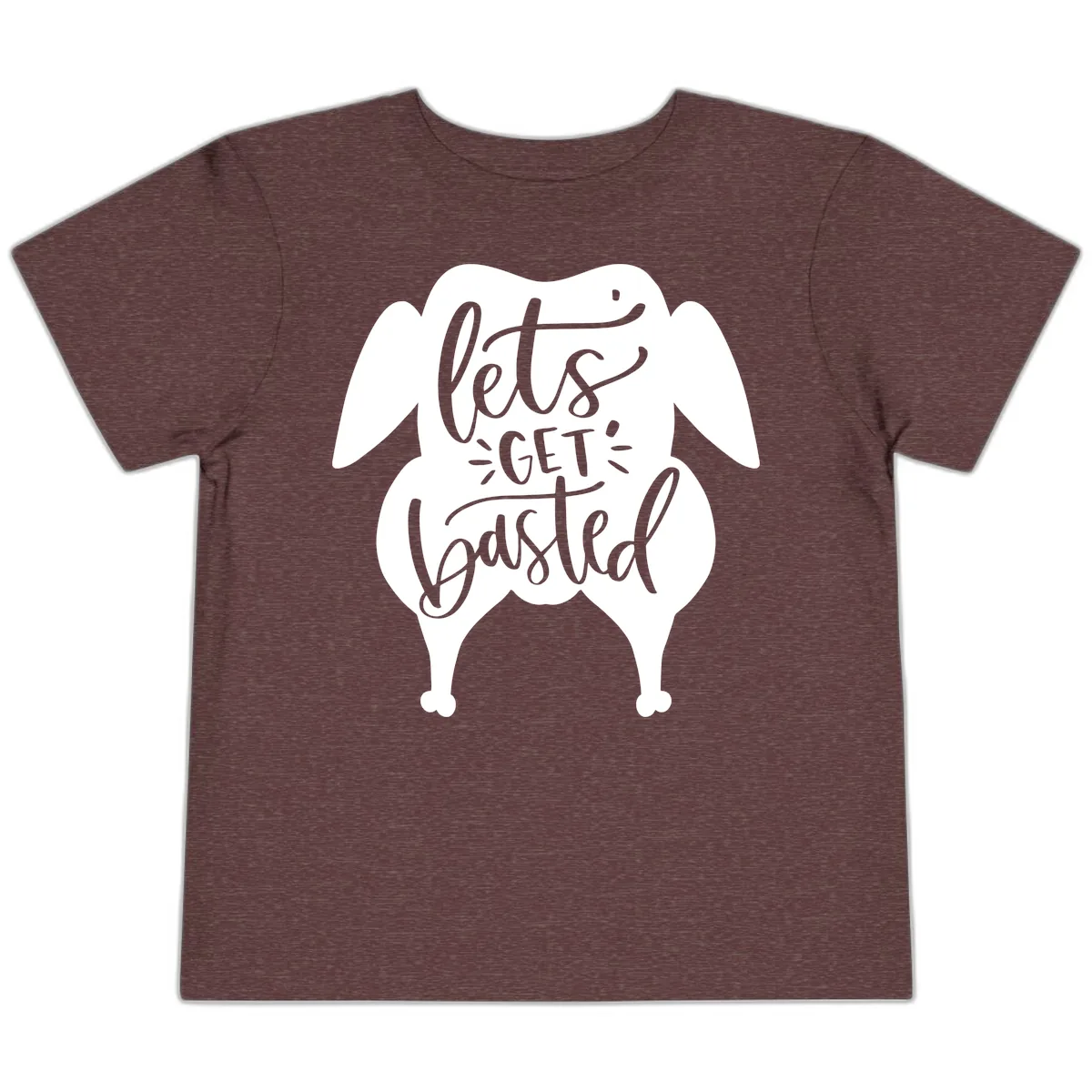 Lets Get Basted Turkey Design Toddler T-Shirt in Heather Maroon