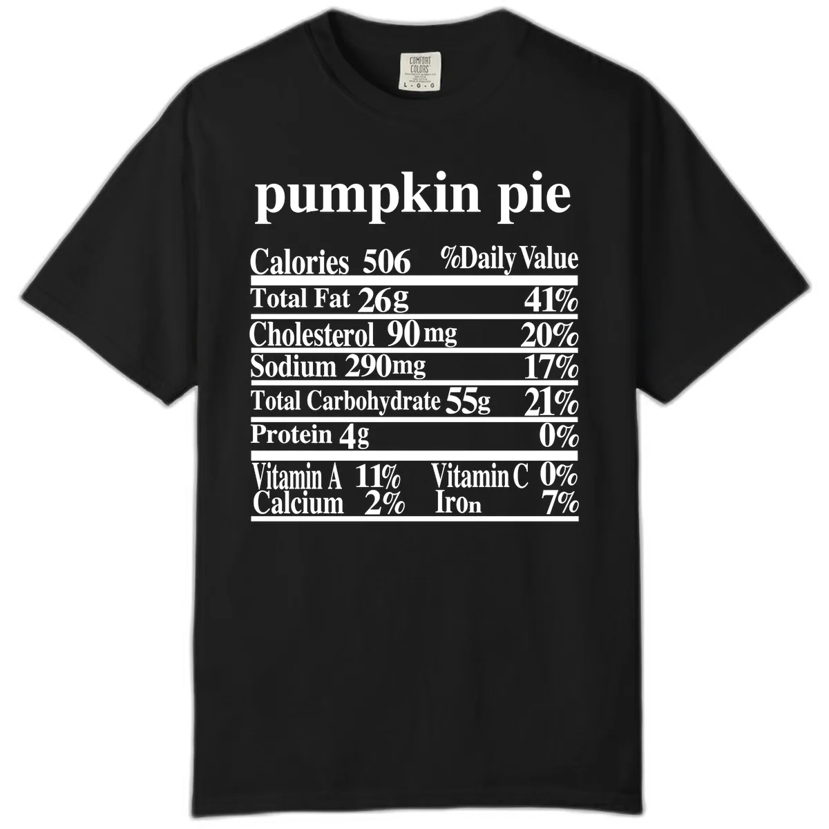 Pumpkin Pie Nutrition Facts Comfort Color in Black