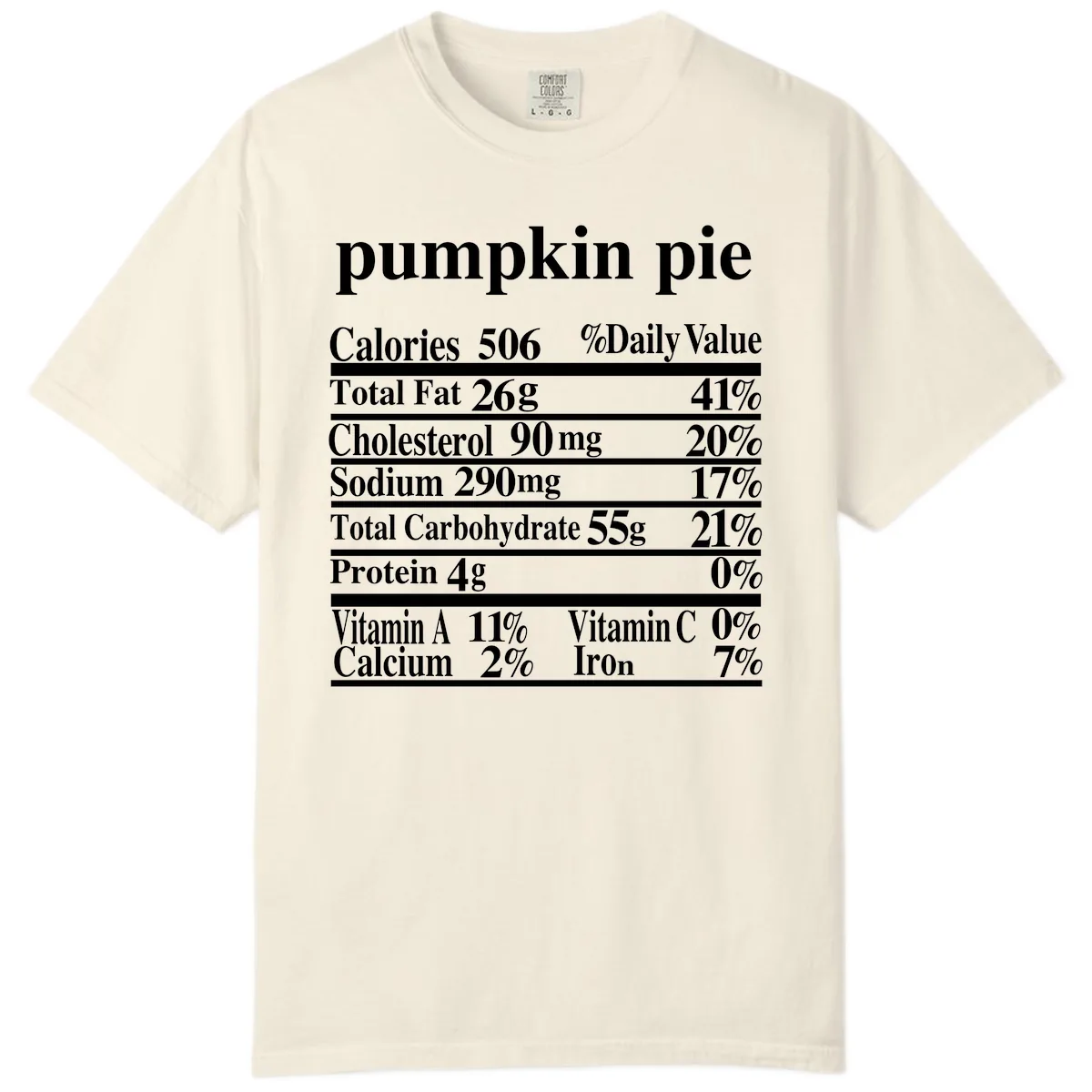 Pumpkin Pie Nutrition Facts Comfort Color in Ivory