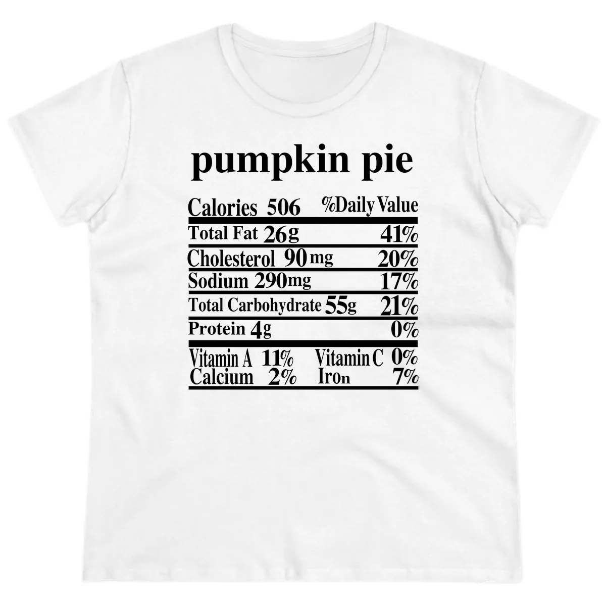 Pumpkin Pie Nutrition Facts Ladies Tee in White