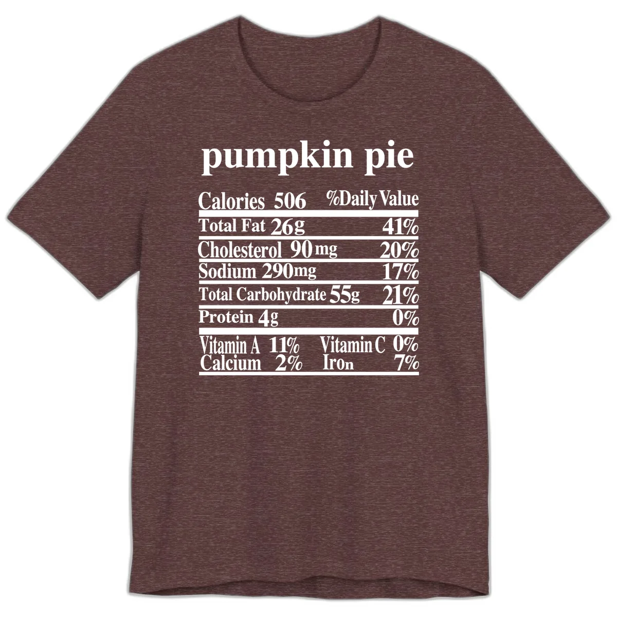 Pumpkin Pie Nutrition Facts Premium T-Shirt in Heather Maroon