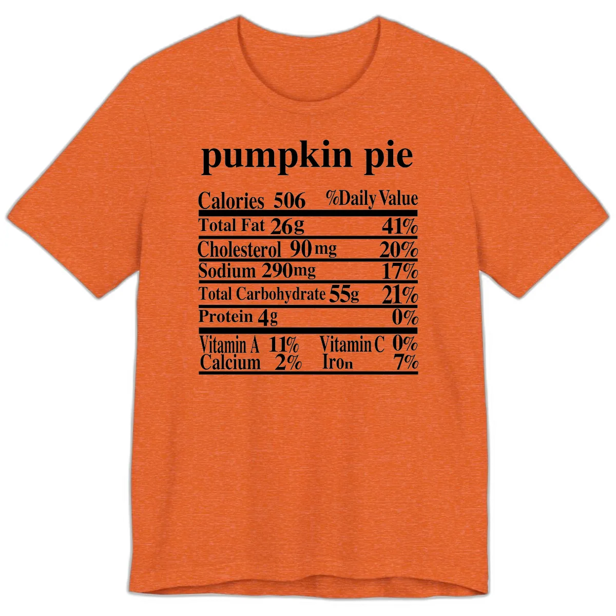 Pumpkin Pie Nutrition Facts Premium T-Shirt in Heather Orange
