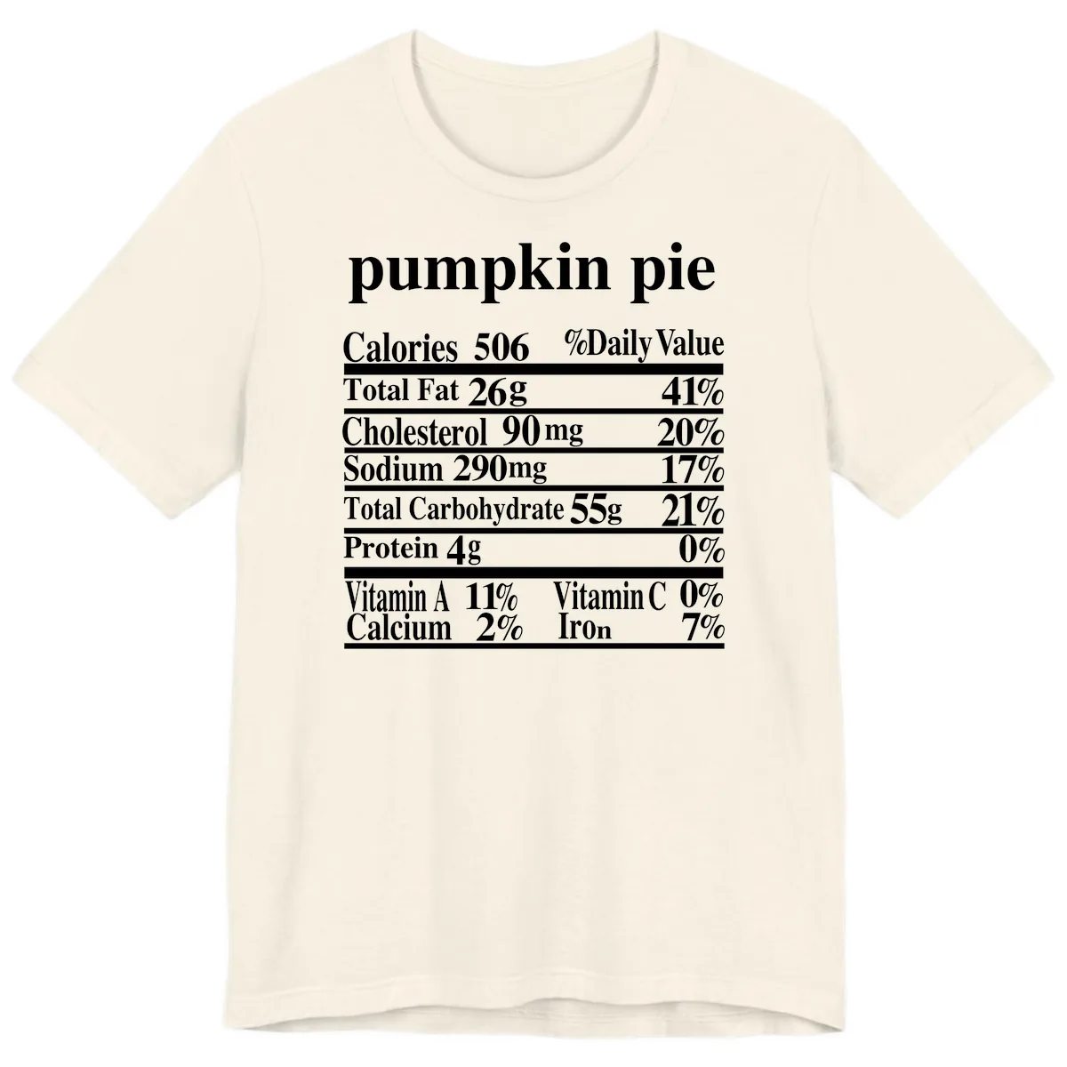 Pumpkin Pie Nutrition Facts Premium T-Shirt in Natural