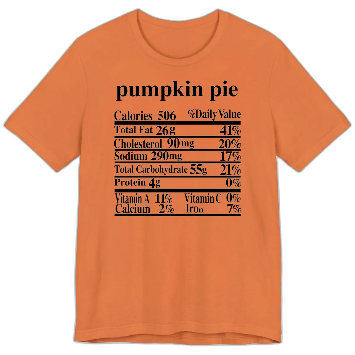 Pumpkin Pie Nutrition Facts Premium T-Shirt in Burnt Orange