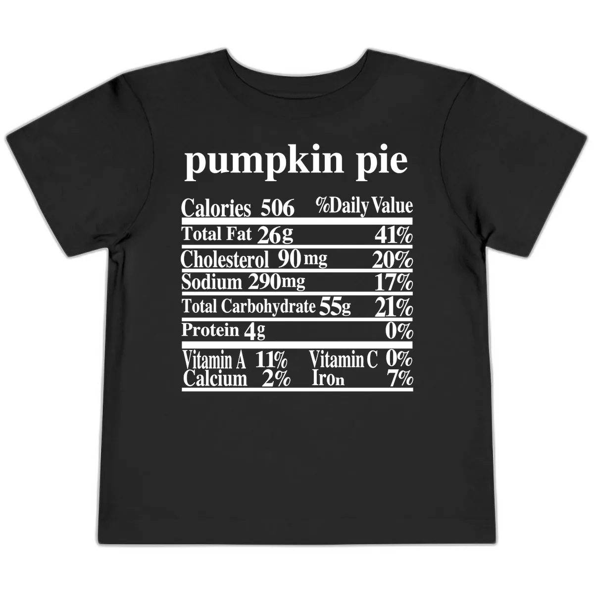 Pumpkin Pie Nutrition Facts Toddler T-Shirt in Black