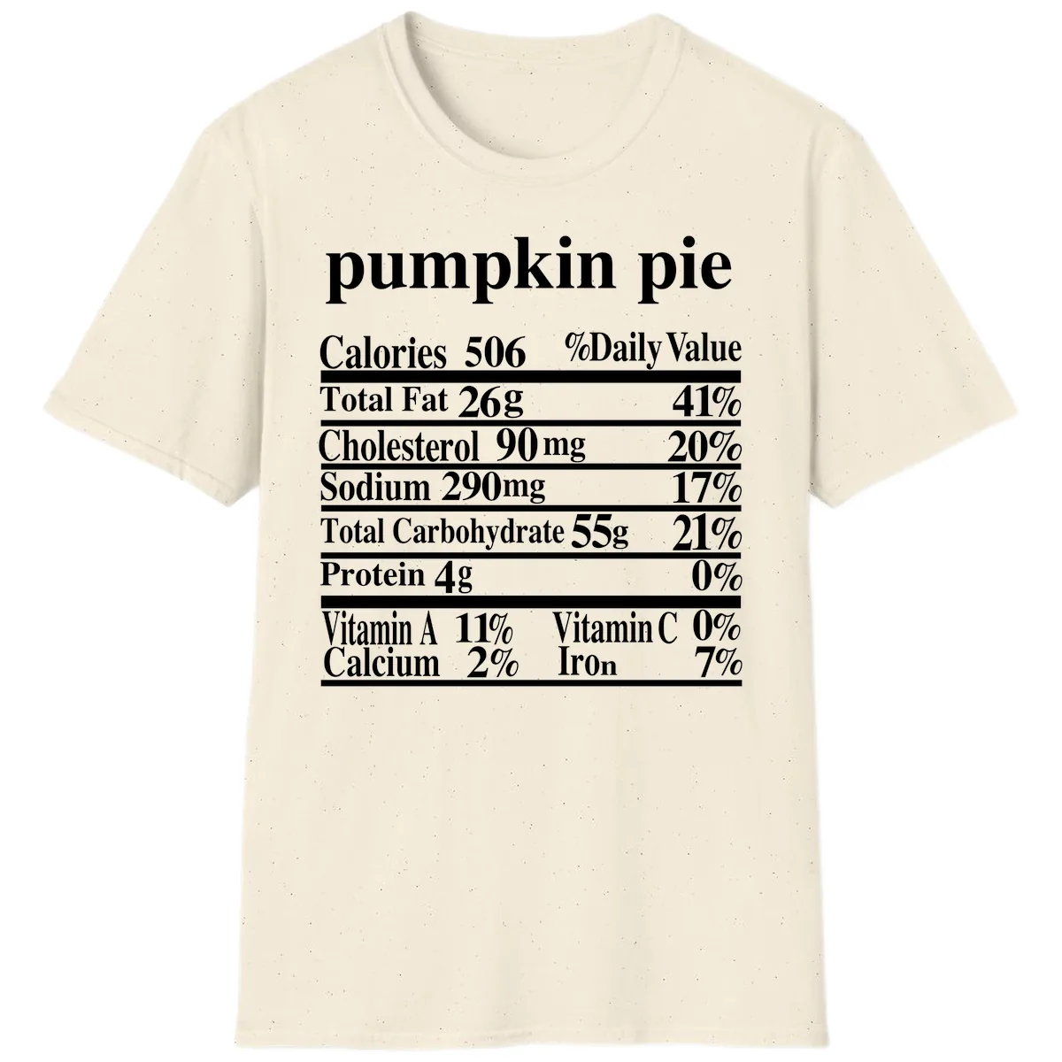 Pumpkin Pie Nutrition Facts T-Shirt in Natural