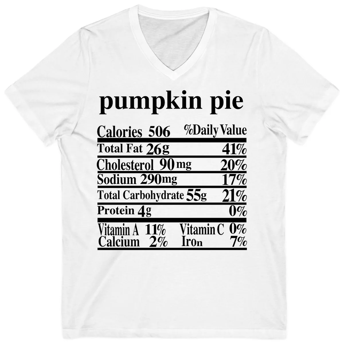 Pumpkin Pie Nutrition Facts V-Neck in White