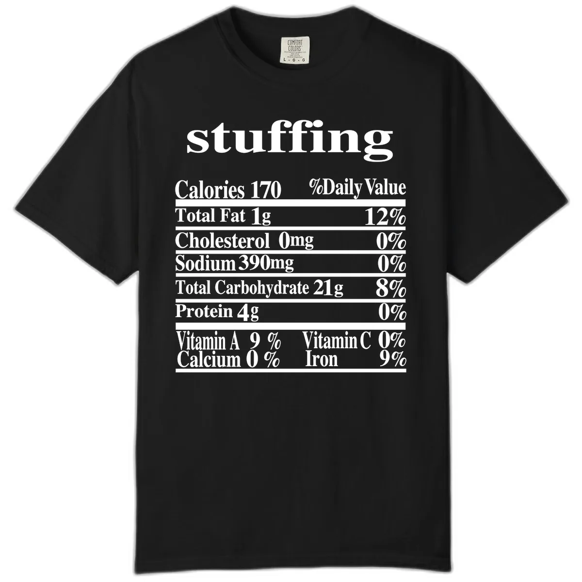Stuffing Nutrition Facts Comfort Color in Black