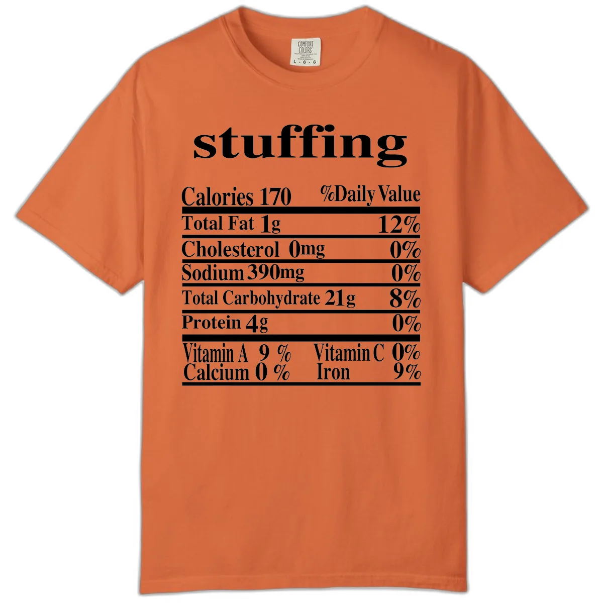 Stuffing Nutrition Facts Comfort Color in Burnt Orange
