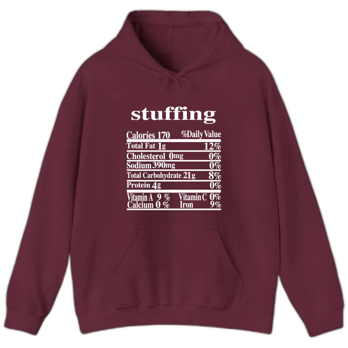 Stuffing Nutrition Facts Hoodie in Maroon