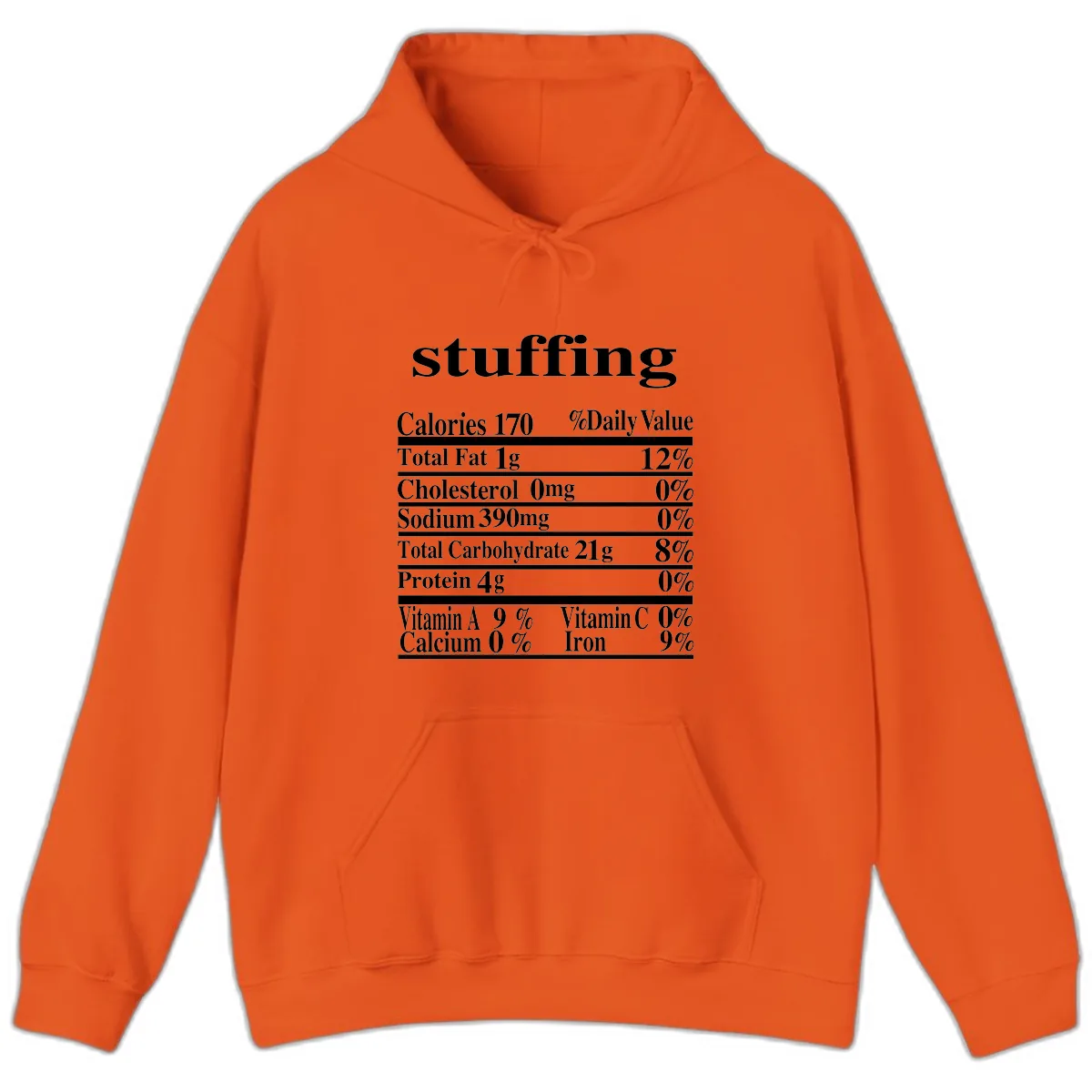 Stuffing Nutrition Facts Hoodie in Orange