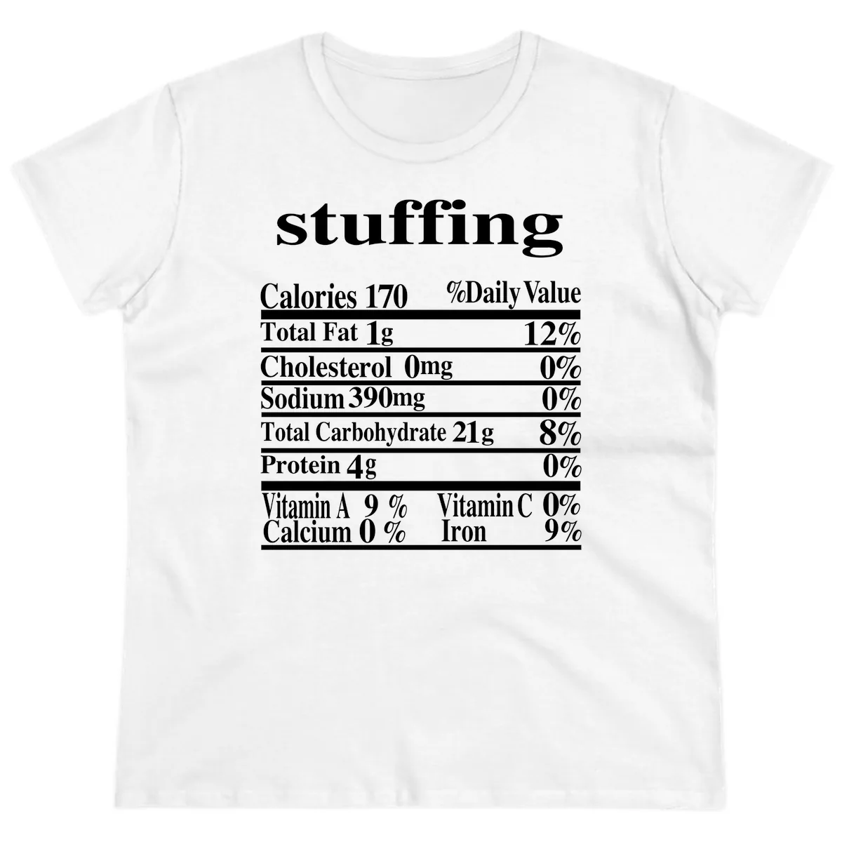 Stuffing Nutrition Facts Ladies Tee in White