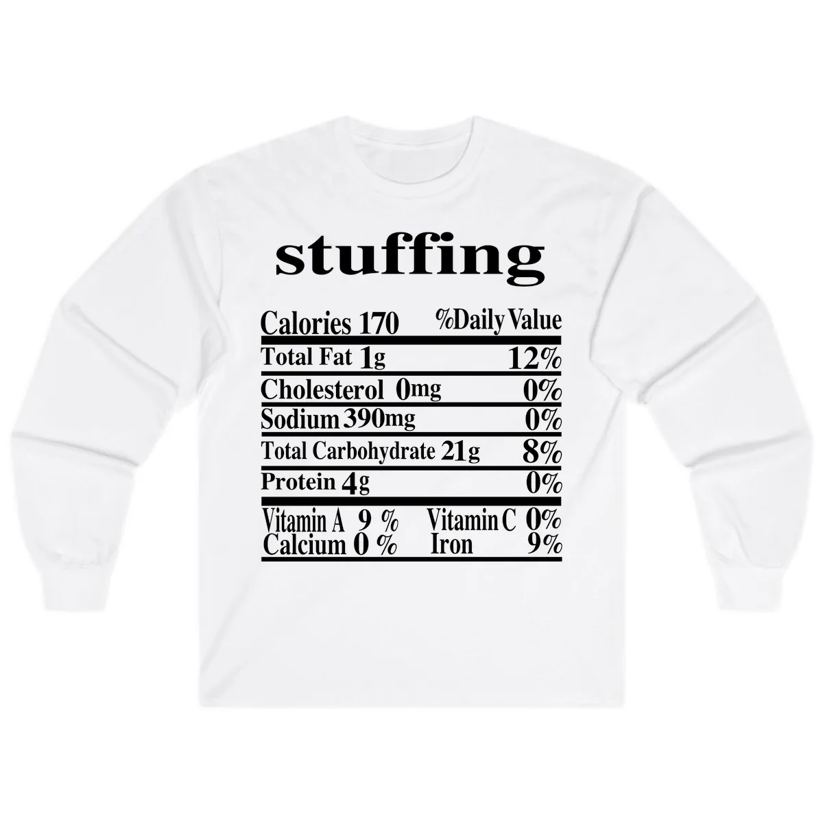 Stuffing Nutrition Facts Long Sleeve in White