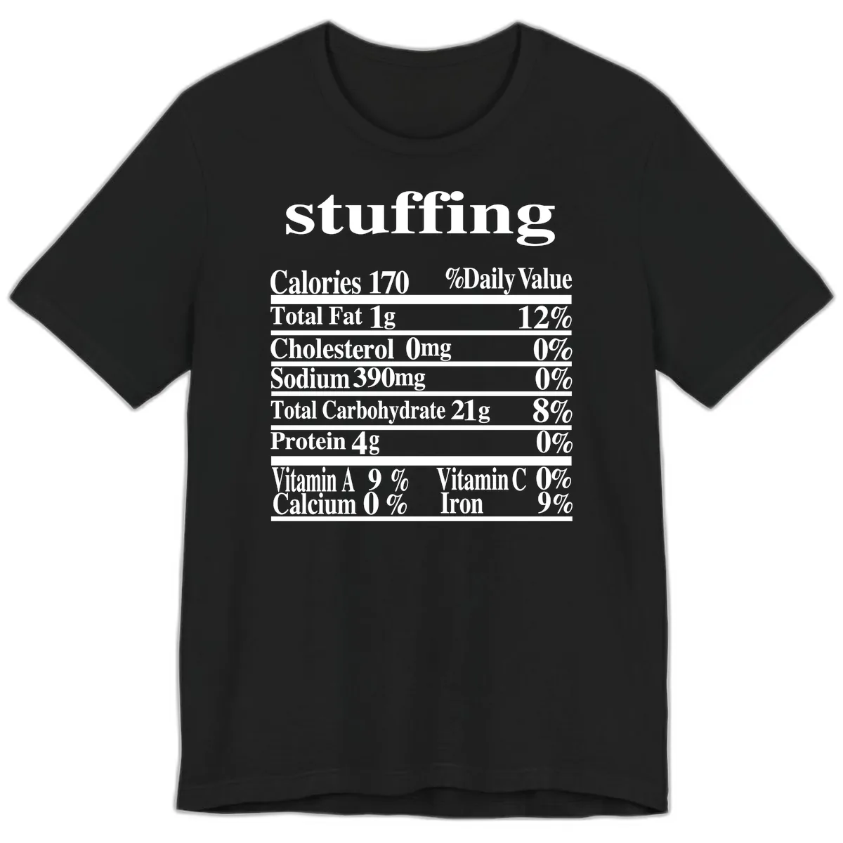 Stuffing Nutrition Facts Premium T-Shirt in Black