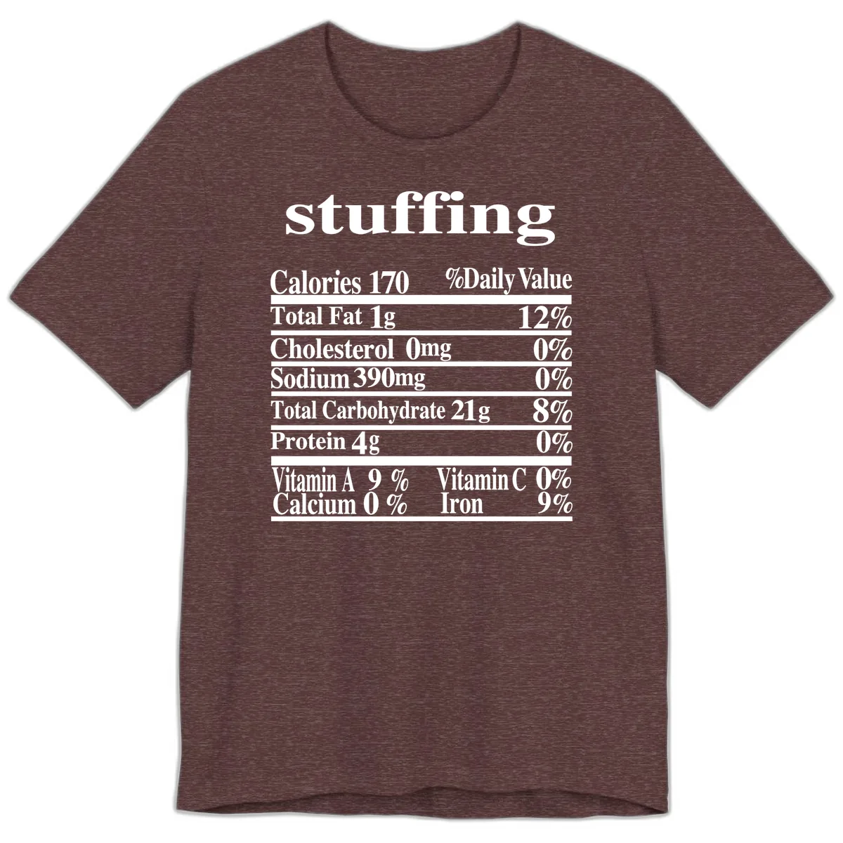 Stuffing Nutrition Facts Premium T-Shirt in Heather Maroon