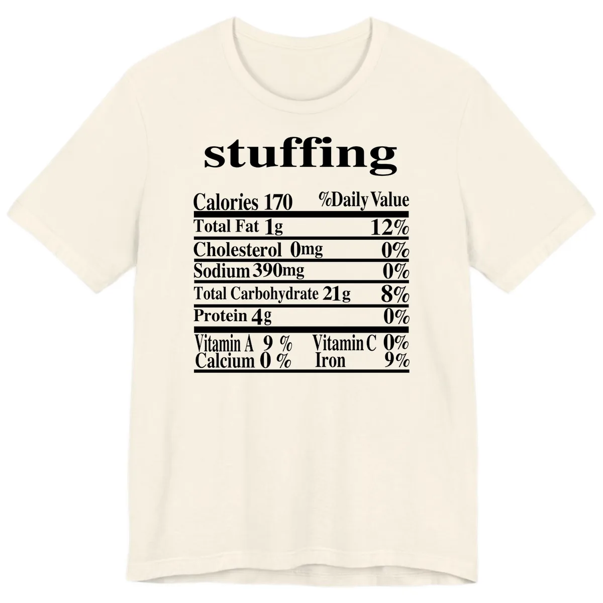 Stuffing Nutrition Facts Premium T-Shirt in Natural