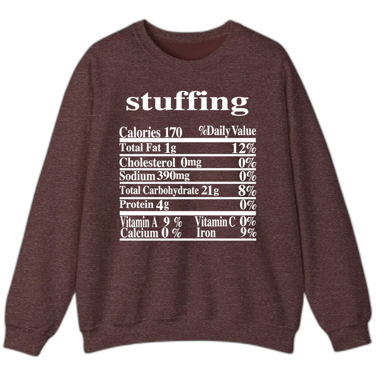 Stuffing Nutrition Facts Sweatshirt in Heather Sport Dark Maroon