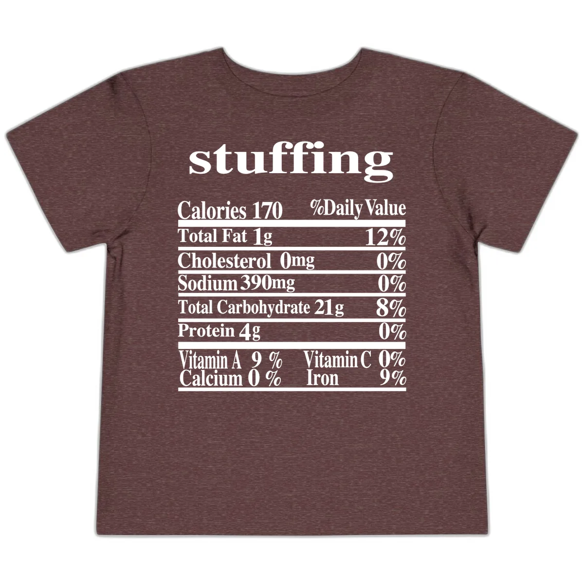 Stuffing Nutrition Facts Toddler T-Shirt in Heather Maroon