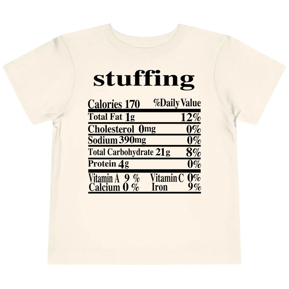 Stuffing Nutrition Facts Toddler T-Shirt in Natural