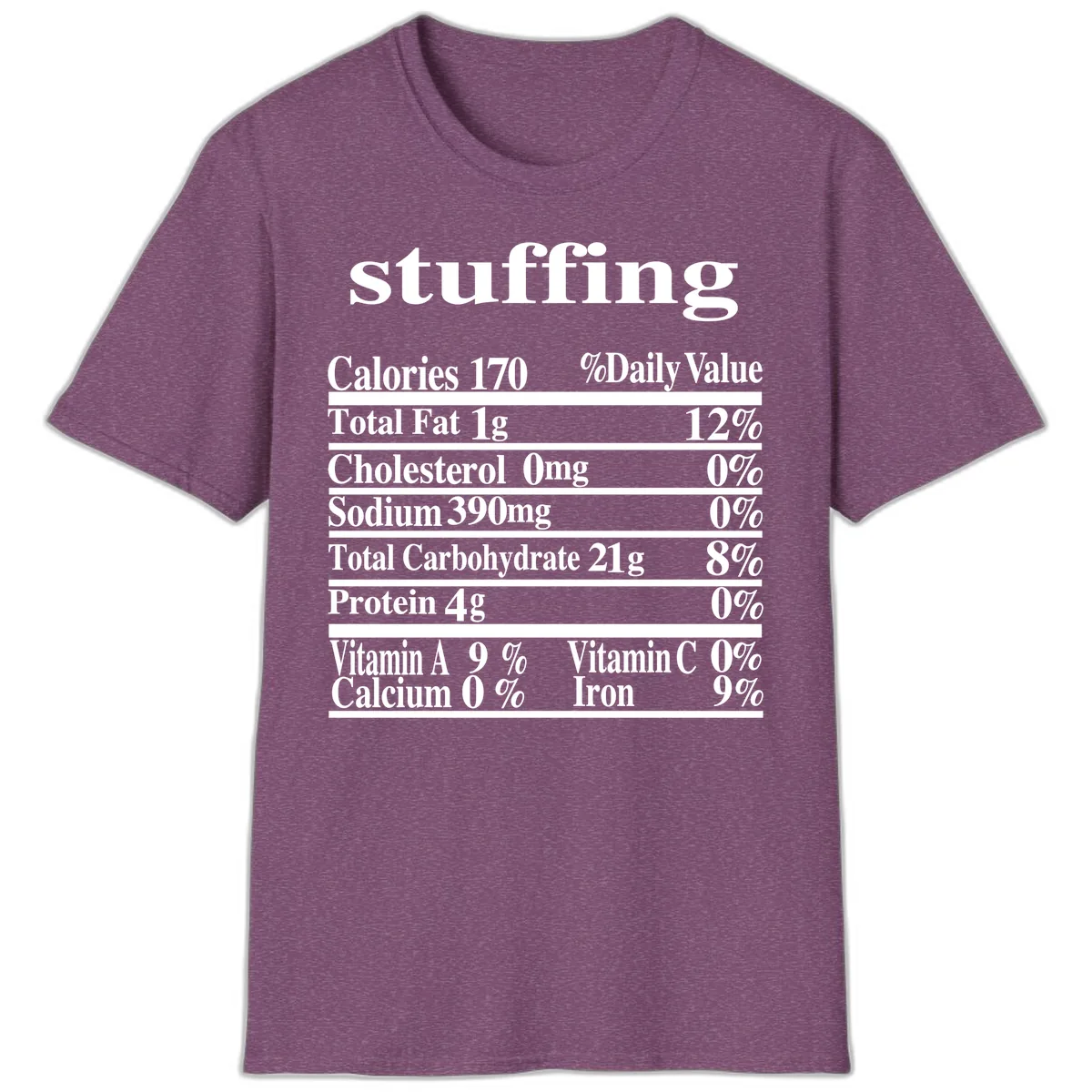 Stuffing Nutrition Facts T-Shirt in Heather Maroon