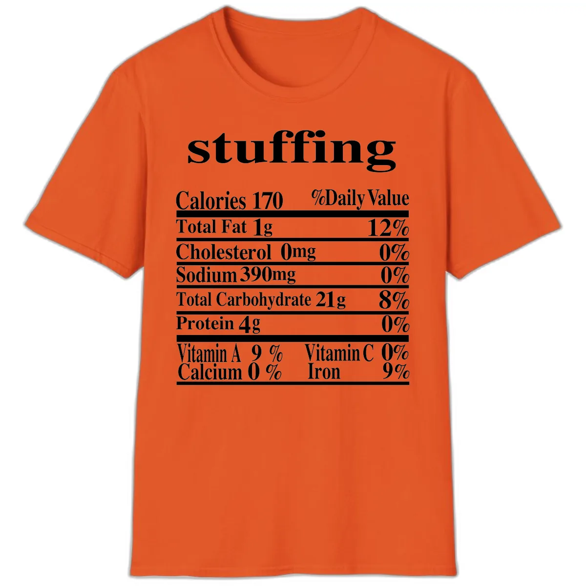 Stuffing Nutrition Facts T-Shirt in Orange