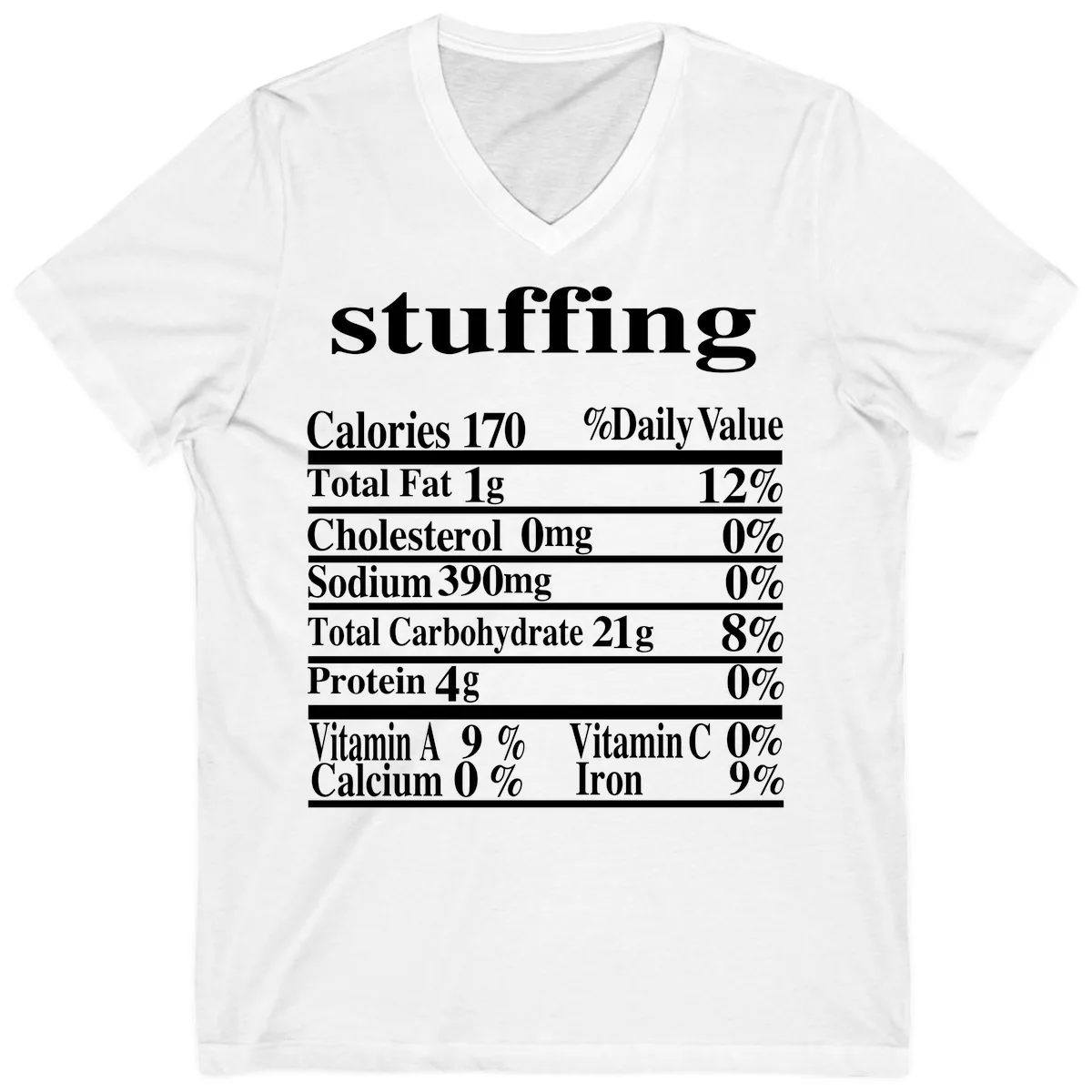 Stuffing Nutrition Facts V-Neck in White