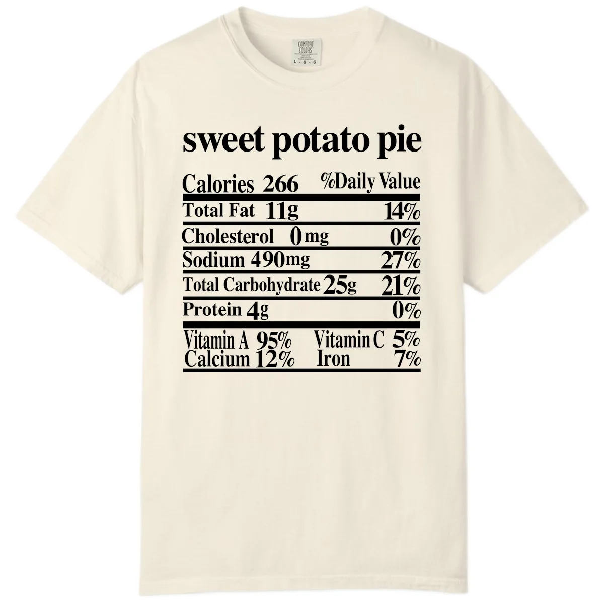 Sweet Potato Pie Nutrition Facts Comfort Color in Ivory