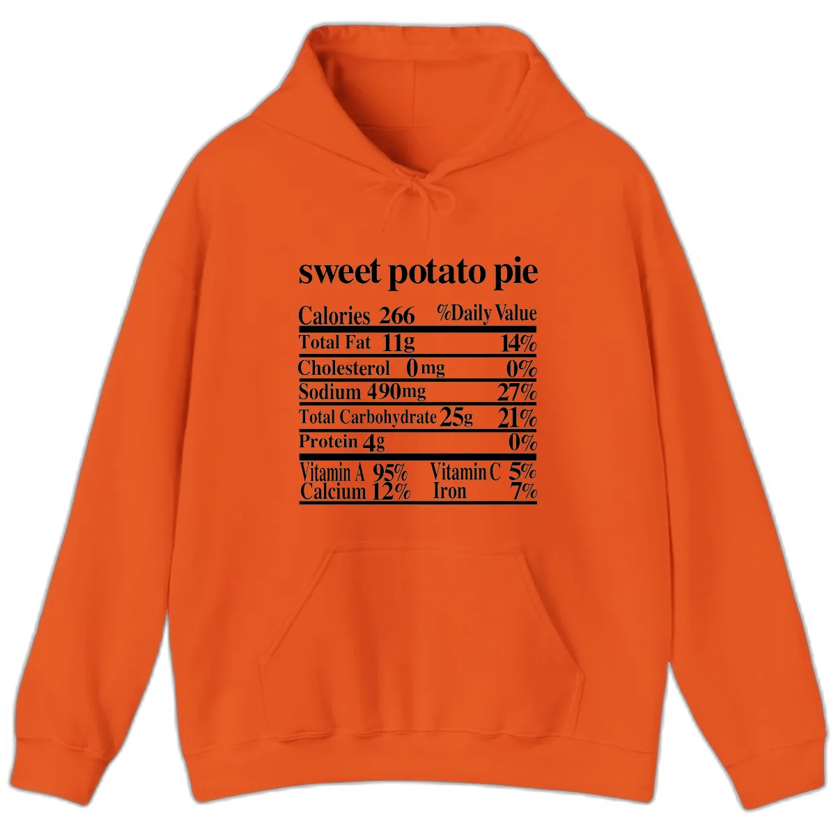 Sweet Potato Pie Nutrition Facts Hoodie in Orange