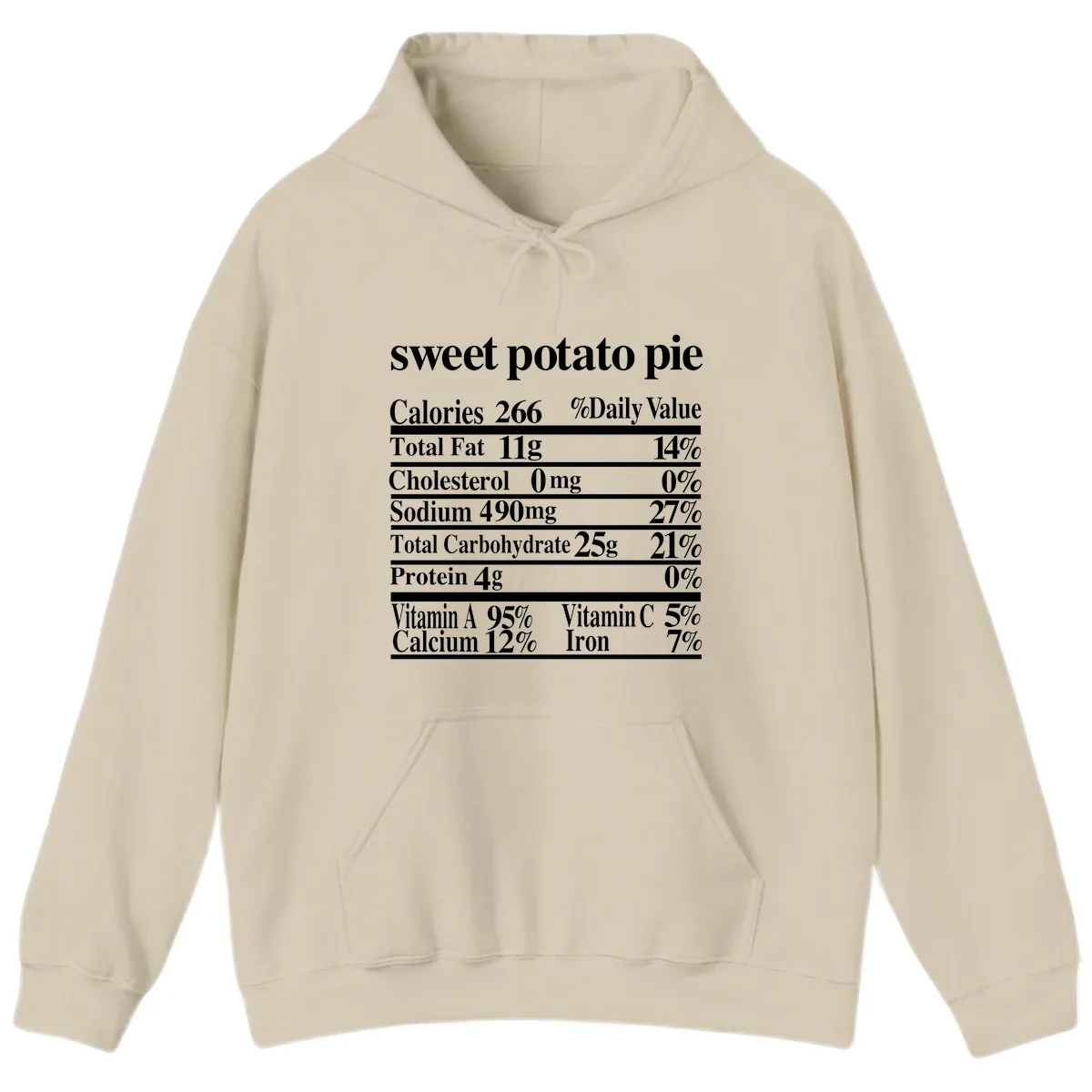Sweet Potato Pie Nutrition Facts Hoodie in Sand