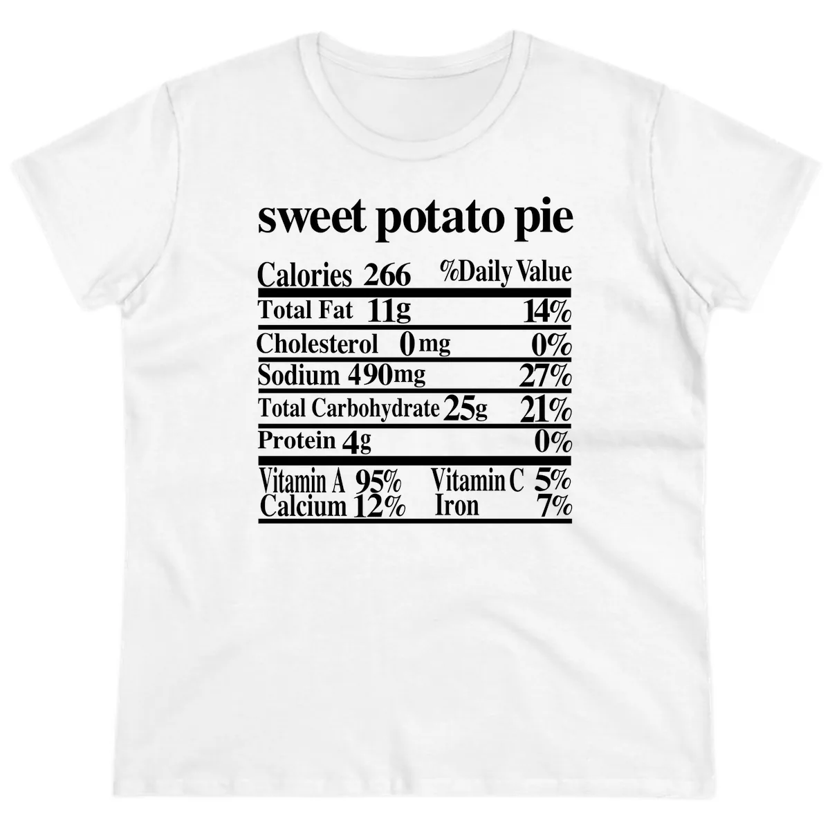 Sweet Potato Pie Nutrition Facts Ladies Tee in White