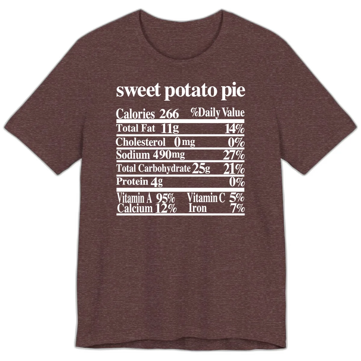 Sweet Potato Pie Nutrition Facts Premium T-Shirt in Heather Maroon