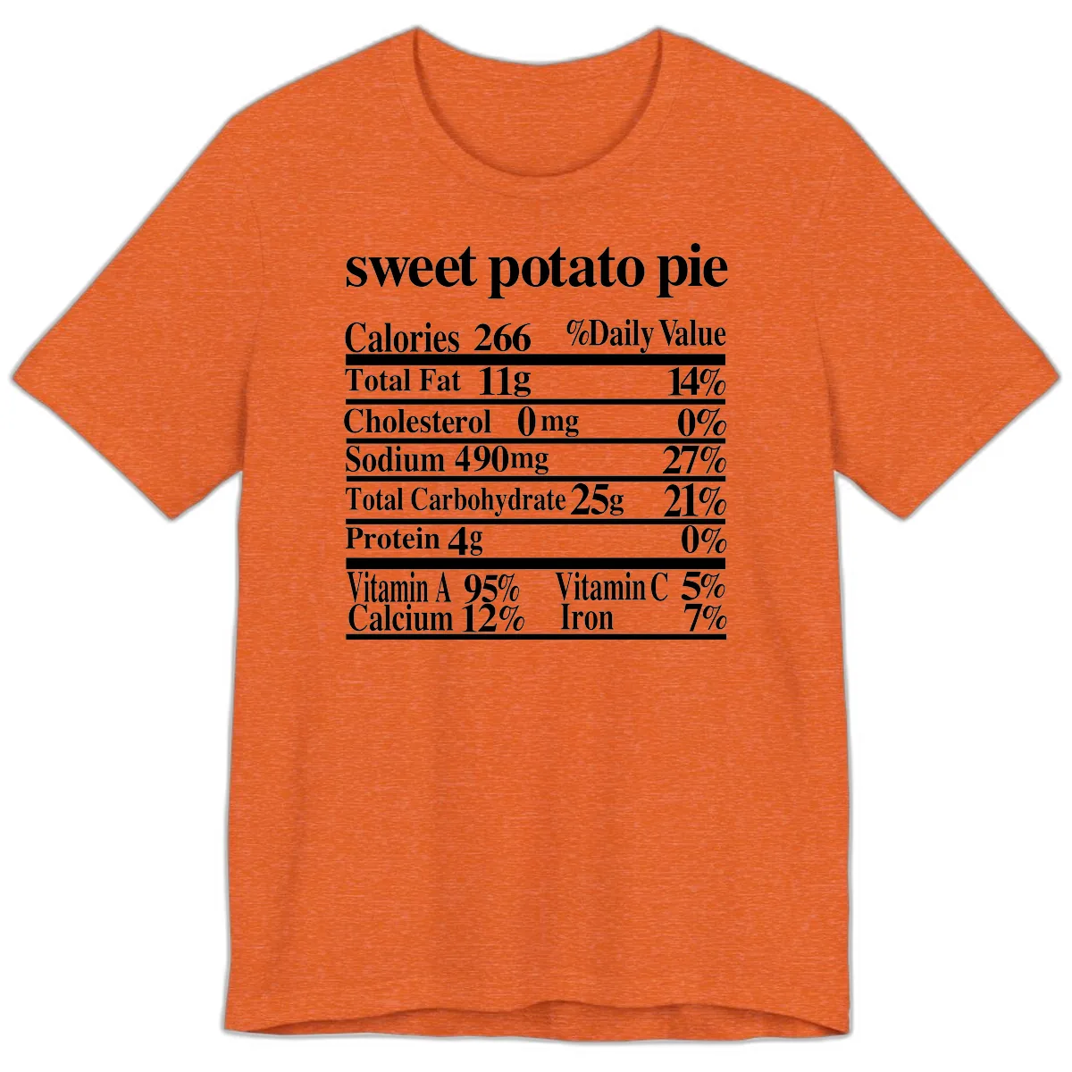 Sweet Potato Pie Nutrition Facts Premium T-Shirt in Heather Orange