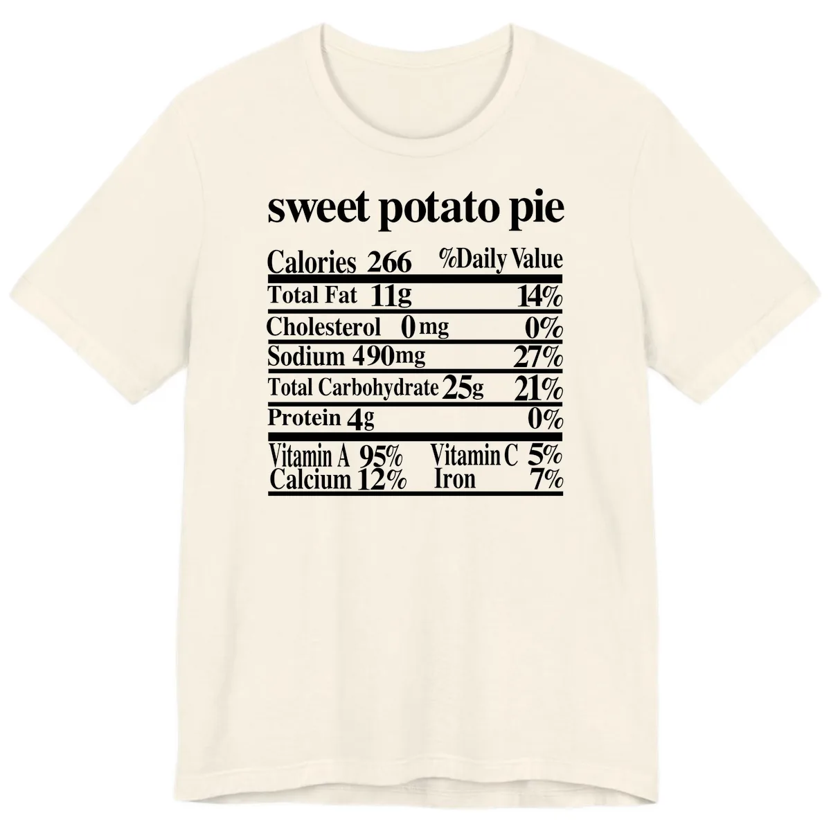 Sweet Potato Pie Nutrition Facts Premium T-Shirt in Natural