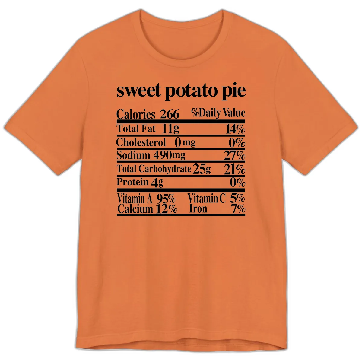 Sweet Potato Pie Nutrition Facts Premium T-Shirt in Burnt Orange