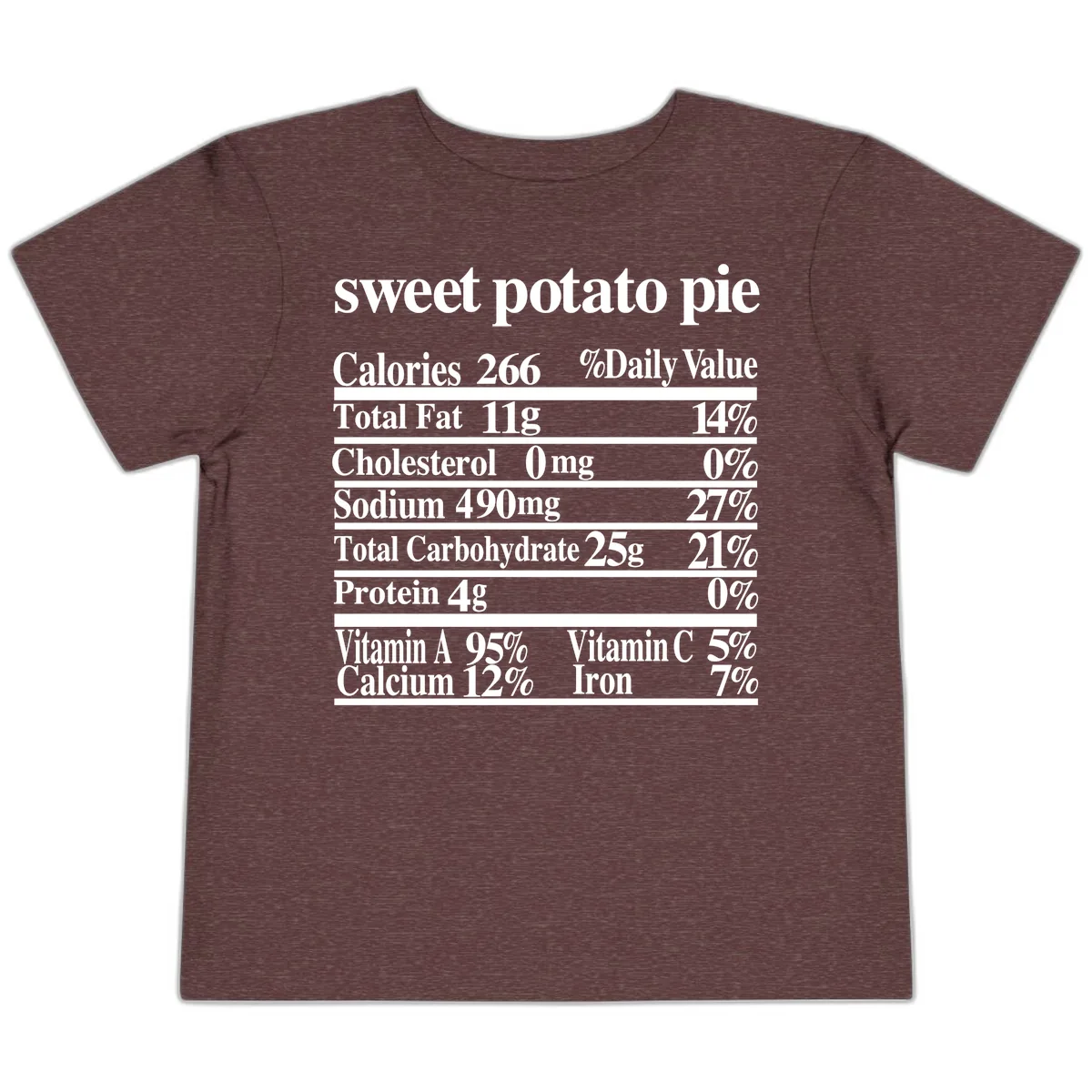 Sweet Potato Pie Nutrition Facts Toddler T-Shirt in Heather Maroon