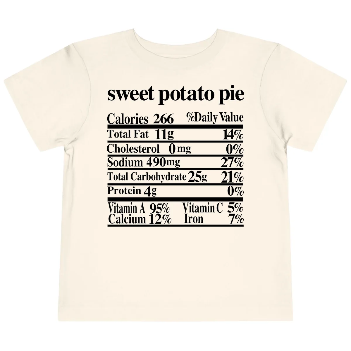 Sweet Potato Pie Nutrition Facts Toddler T-Shirt in Natural