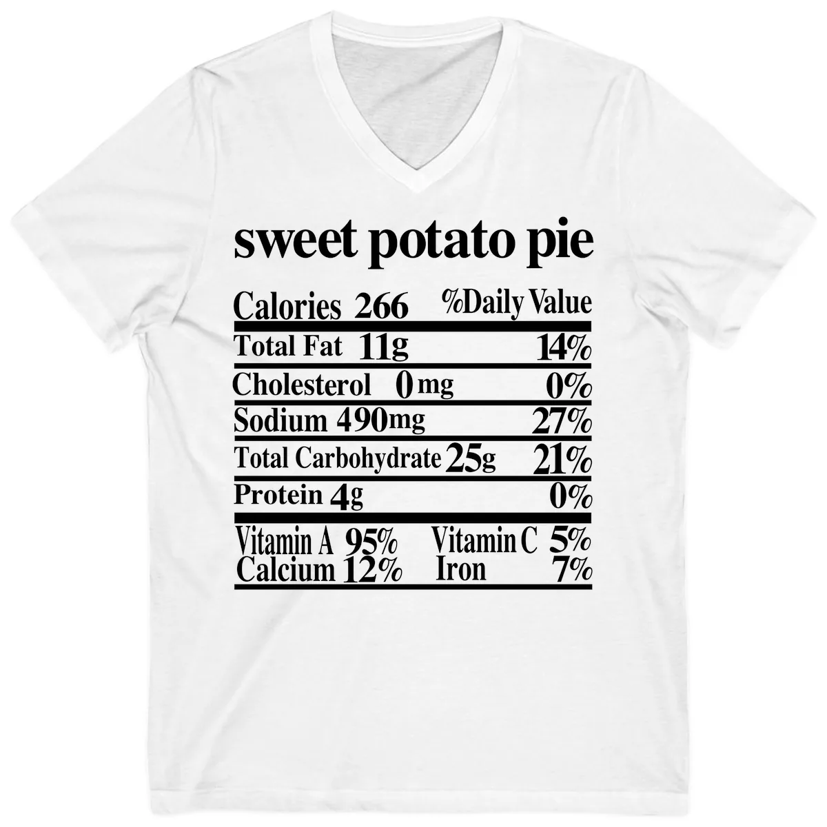 Sweet Potato Pie Nutrition Facts V-Neck in White