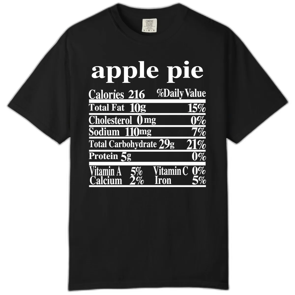 Apple Pie Nutrition Facts Comfort Color in Black