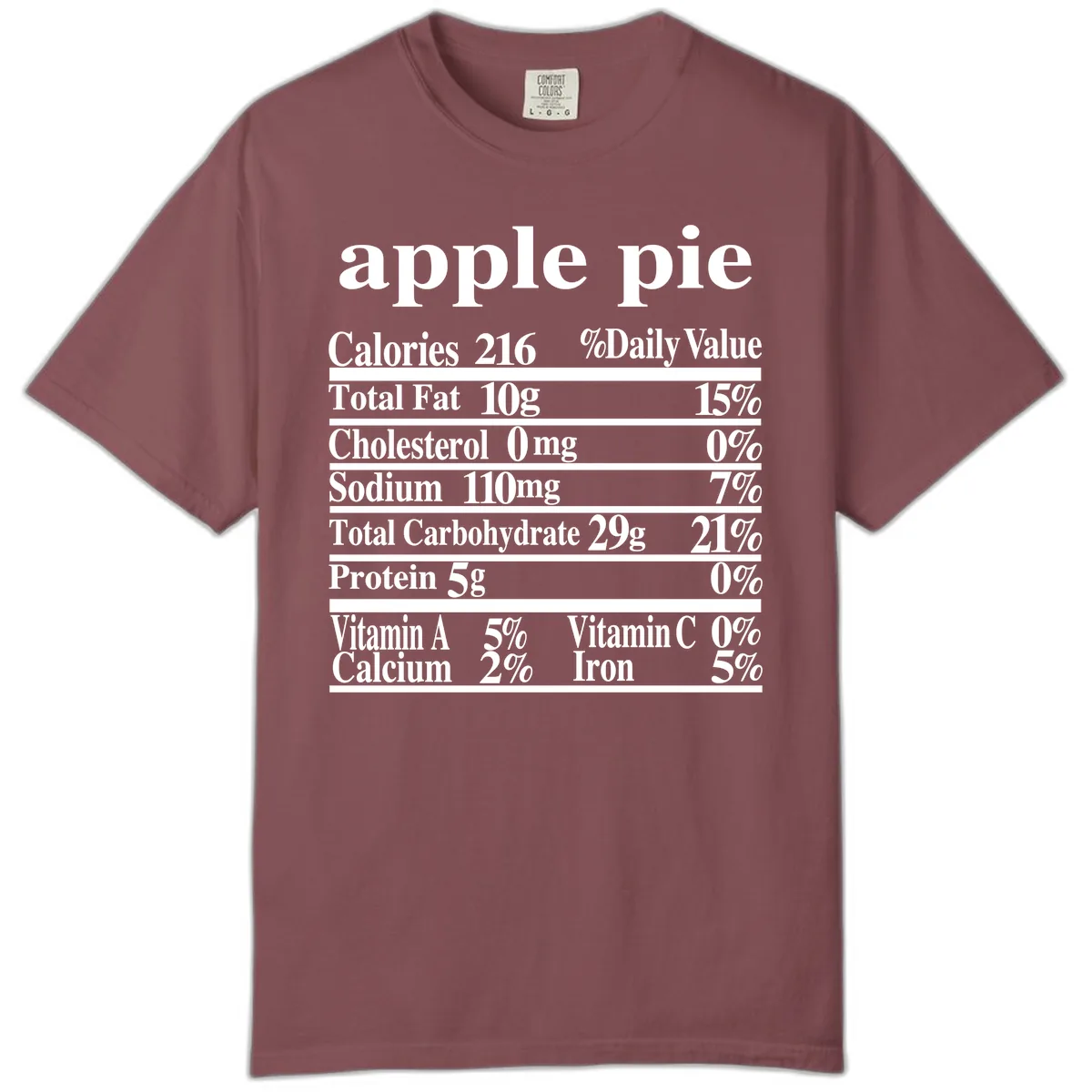 Apple Pie Nutrition Facts Comfort Color in Brick
