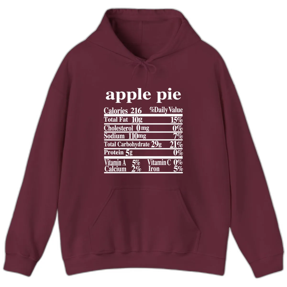 Apple Pie Nutrition Facts Hoodie in Maroon