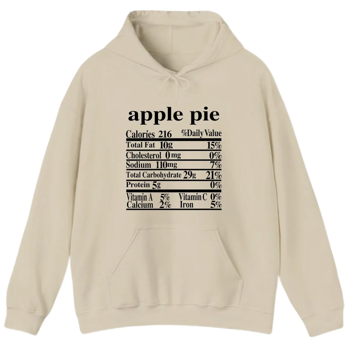 Apple Pie Nutrition Facts Hoodie in Sand