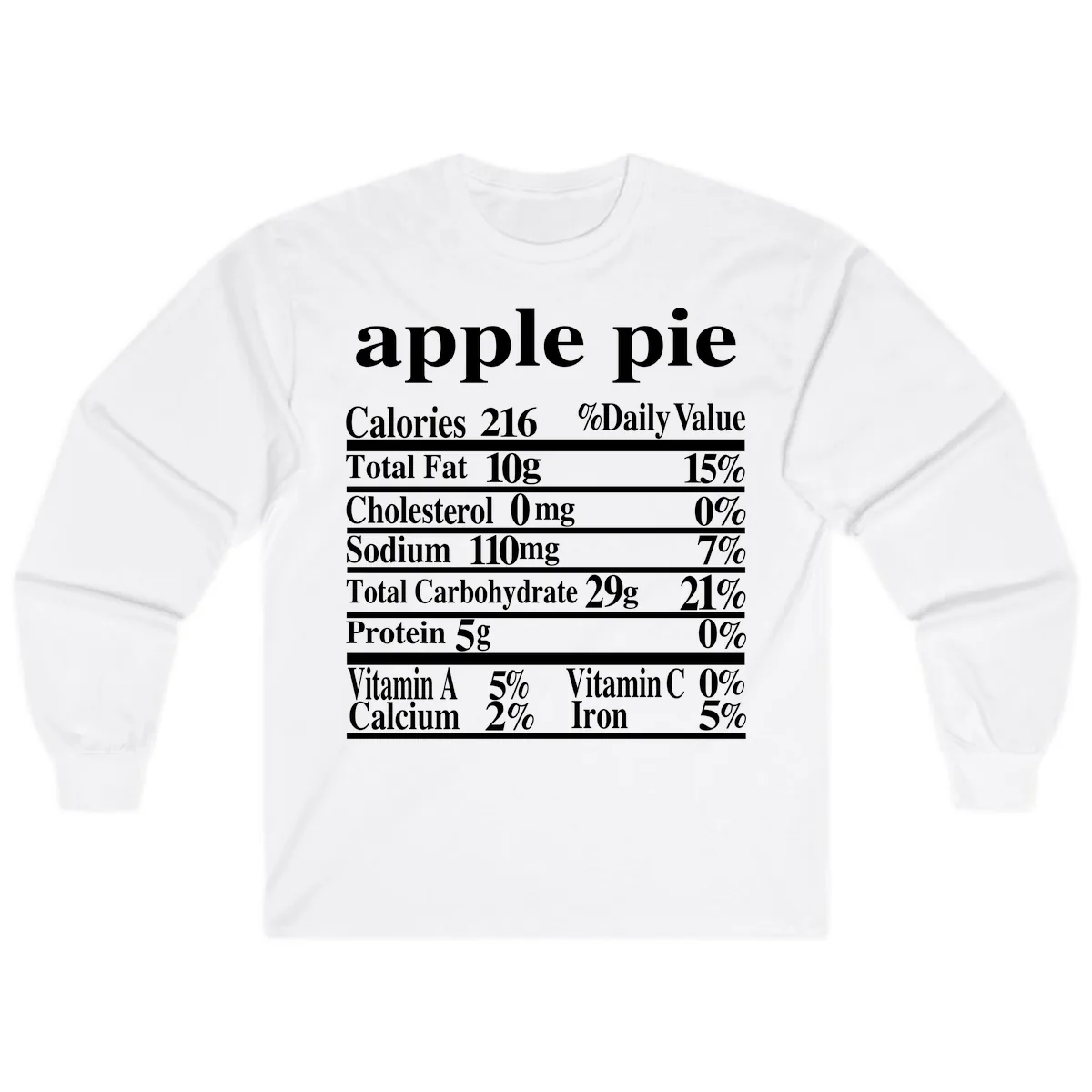 Apple Pie Nutrition Facts Long Sleeve in White