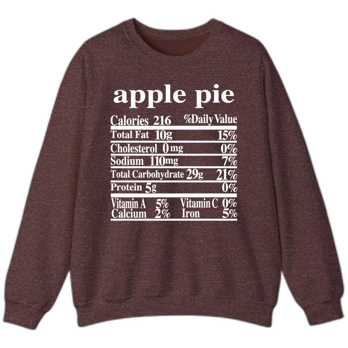 Apple Pie Nutrition Facts Sweatshirt in Heather Sport Dark Maroon